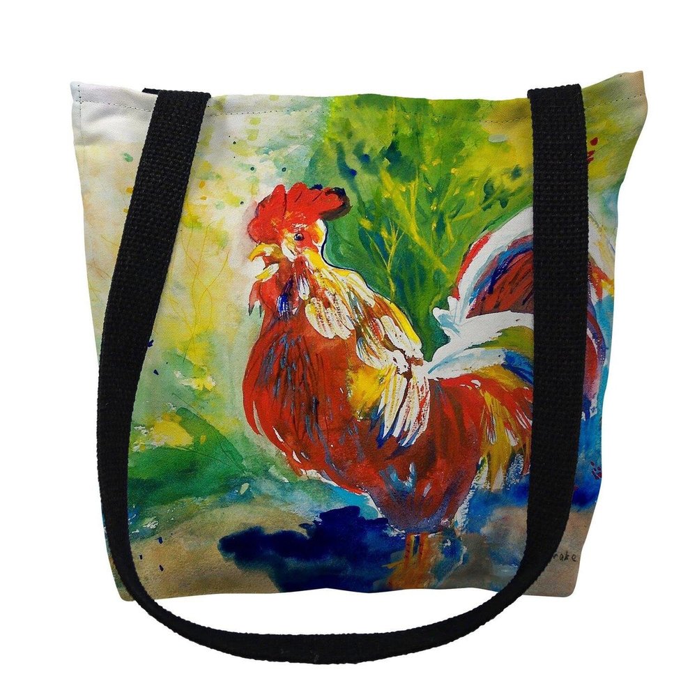 Betsy Drake TY144M 16 x 16 in. Red Rooster Tote Bag - Medium