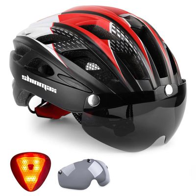 Shinmax Bike Helmet, CPSC/CPC Bike Helmet for Adult Men Women with Magnetic Goggles&Led Back Light Cycling Helmet Adjustable SM-T69