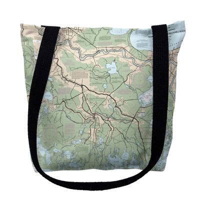 Betsy Drake TY11352THM 16 x 16 in. New Orleans to Calcasieu River Louisiana Nautical Map Tote Bag - Medium
