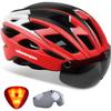 Shinmax Bike Helmet, CPSC/CPC Certificated Bicycle Helmet with Detachable Magnetic Goggles&Led Back Light&Portable Backpack Cycling Helmet Adjustable Mountain Bike Helmet for Adult Men Women SM-T69 view 1