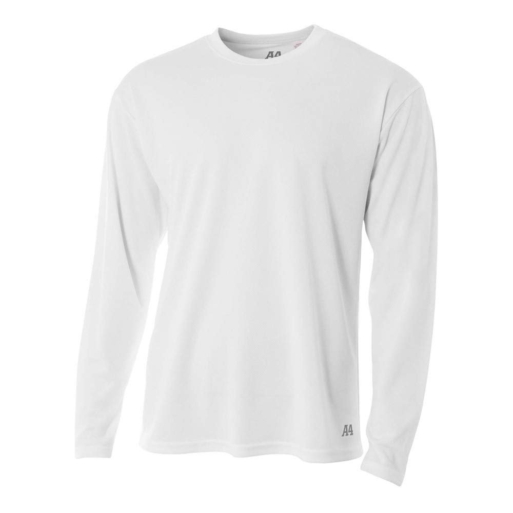 A4 Sportswear Adult Medium White Birdseye Mesh Long Sleeve