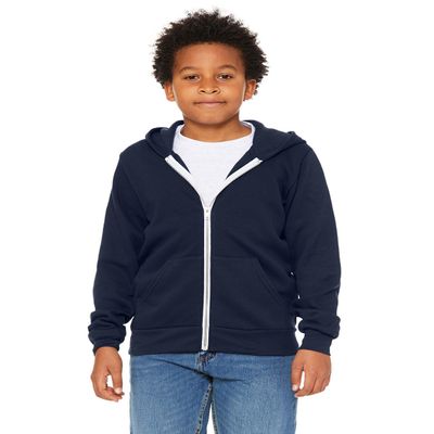 BELLA + CANVAS Youth Sponge Fleece Full-Zip Hoodie M Navy