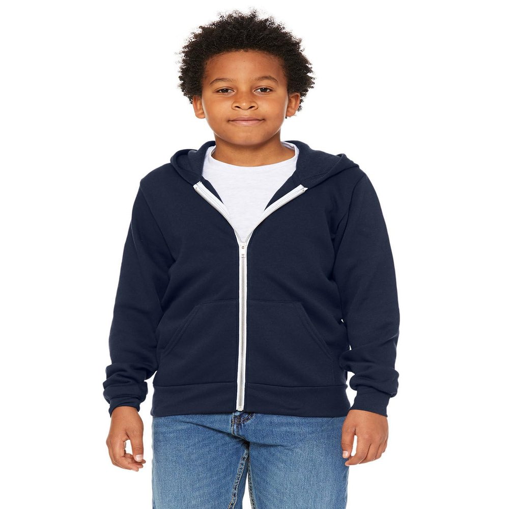 BELLA + CANVAS Youth Sponge Fleece Full-Zip Hoodie M Navy