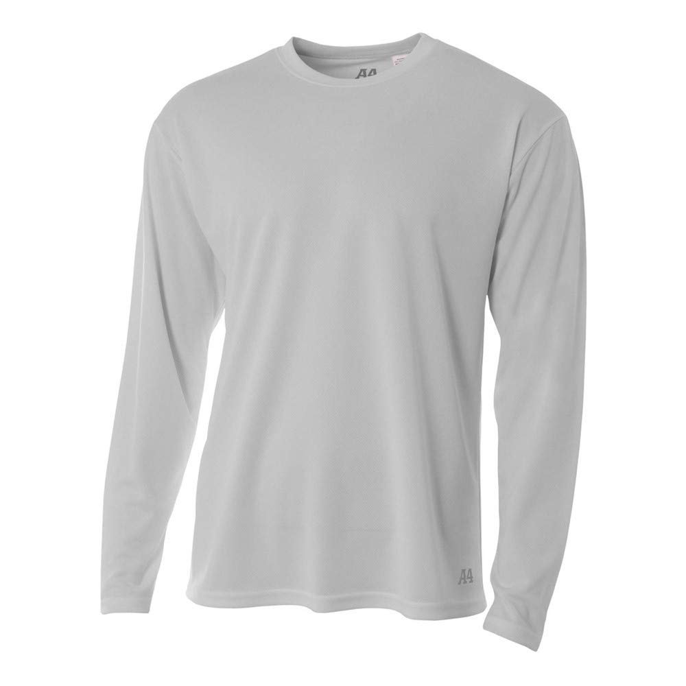 A4 Sportswear Adult X-Small Silver Birdseye Mesh Long Sleeve