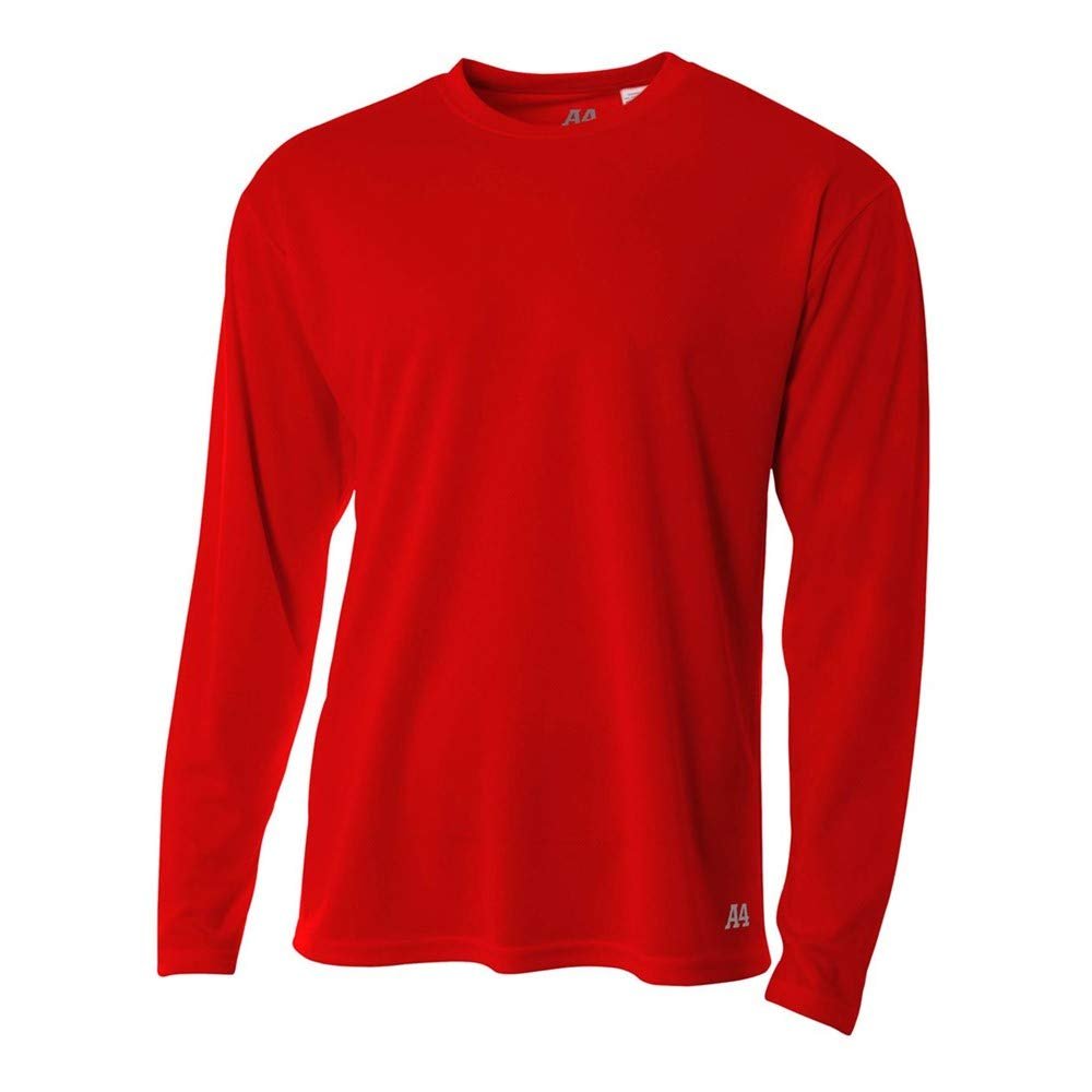 A4 Sportswear Adult Small Scarlet Birdseye Mesh Long Sleeve