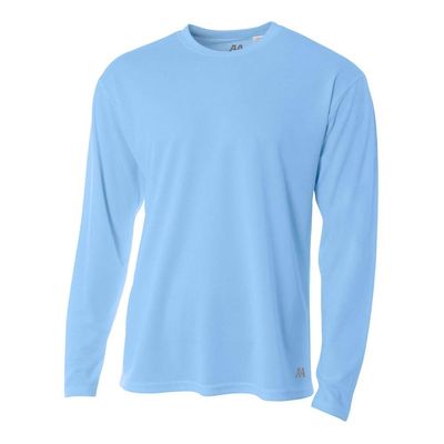 A4 Sportswear Adult Small Light Blue Birdseye Mesh Long Sleeve