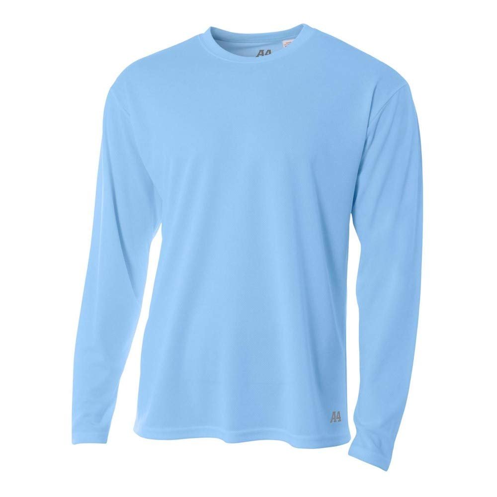 A4 Sportswear Adult Small Light Blue Birdseye Mesh Long Sleeve