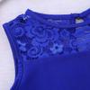 FEESHOW Big Girls' Cap Sleeve Floral Lace Back Gymnastics Leotard Bodysuit Ballet Dance wear Costume Keyhole Royal Blue 5-6 view 4