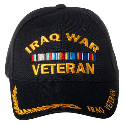 Artisan Owl US Military Iraq War Veteran Ribbon Embroidered Adjustable Baseball Cap (Black)