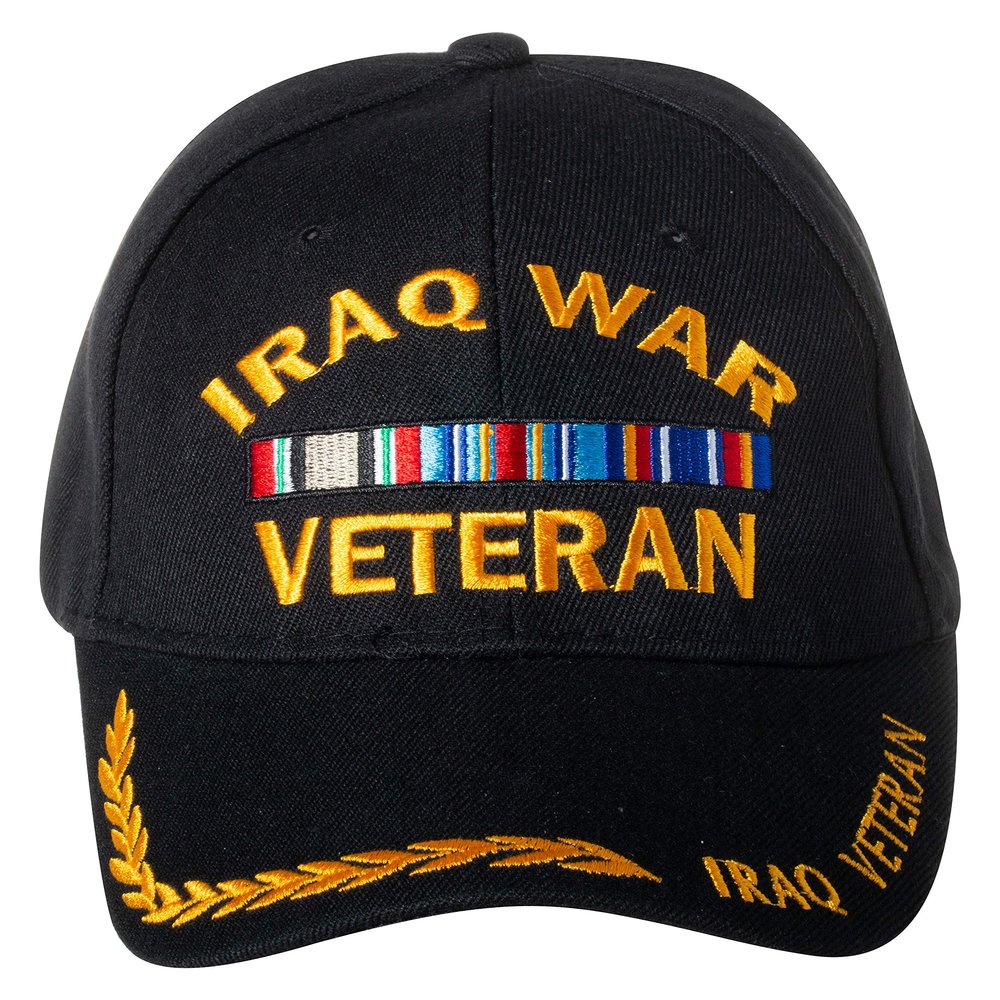 Artisan Owl US Military Iraq War Veteran Ribbon Embroidered Adjustable Baseball Cap (Black)