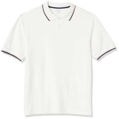 Amazon Essentials Men's Regular-Fit Cotton Pique Polo Shirt (Available in Big & Tall), White Twin Stripe, X-Small