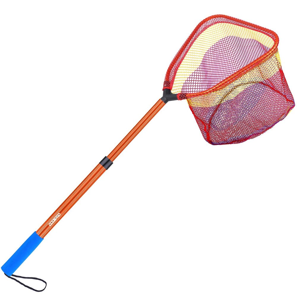 Fishing Net & Minnow Net - 11.4" Net Depth, 30" Extendable Handle (Orange - 1 pack)
