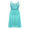 YiZYiF Big Girls' Youth Sequins Spaghetti Strap Modern Lyrical Dance Costume Long Spirit Tulle Overlay Leotard Dresses Split Skirt Mint 6 view 2