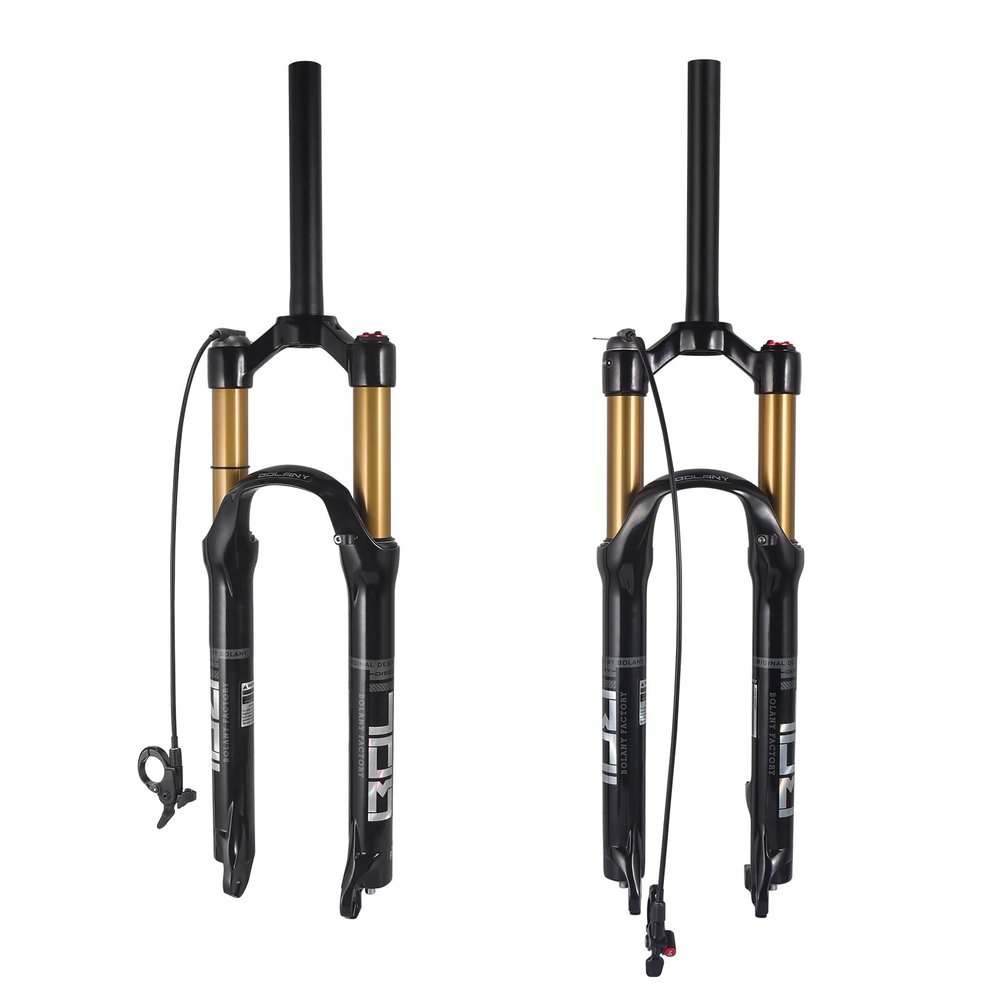 BOLANY 26/27.5/29 inch MTB Bicycle Magnesium Alloy Suspension Fork, Tapered Steerer and Straight Steerer Front Fork (Manual Lockout - Remote Lockout)