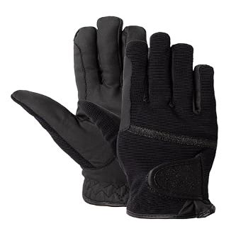 HORZE Women's Equestrian Winter Horse Riding Gloves with Adjustable Cuff and PU Leather Grip - Black - 9