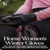 HORZE Women's Equestrian Winter Horse Riding Gloves with Adjustable Cuff and PU Leather Grip - Black - 9 view 4