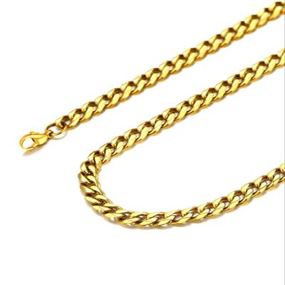 6mm 316L Stainless Steel Miami Cuban Chains Necklaces Hip Hop Punk Jewelry 18K Gold Plated Curb Cuban Link Chain Necklace for Men & Women 20 inches