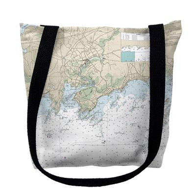Betsy Drake TY12373INM 16 x 16 in. Branford Harbor - Indian Neck Connecticut Nautical Map Tote Bag - Medium