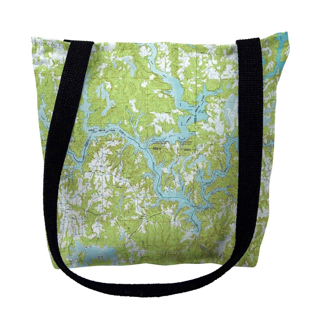 Betsy Drake TY612M 16 x 16 in. Lewis Smith Lake Alabama Nautical Map Tote Bag - Medium