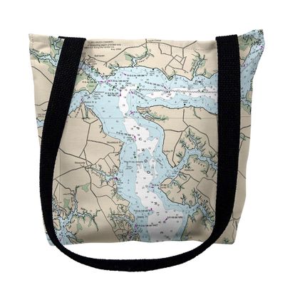 Betsy Drake TY11548PRM 16 x 16 in. Pungo River North Carolina Nautical Map Tote Bag - Medium