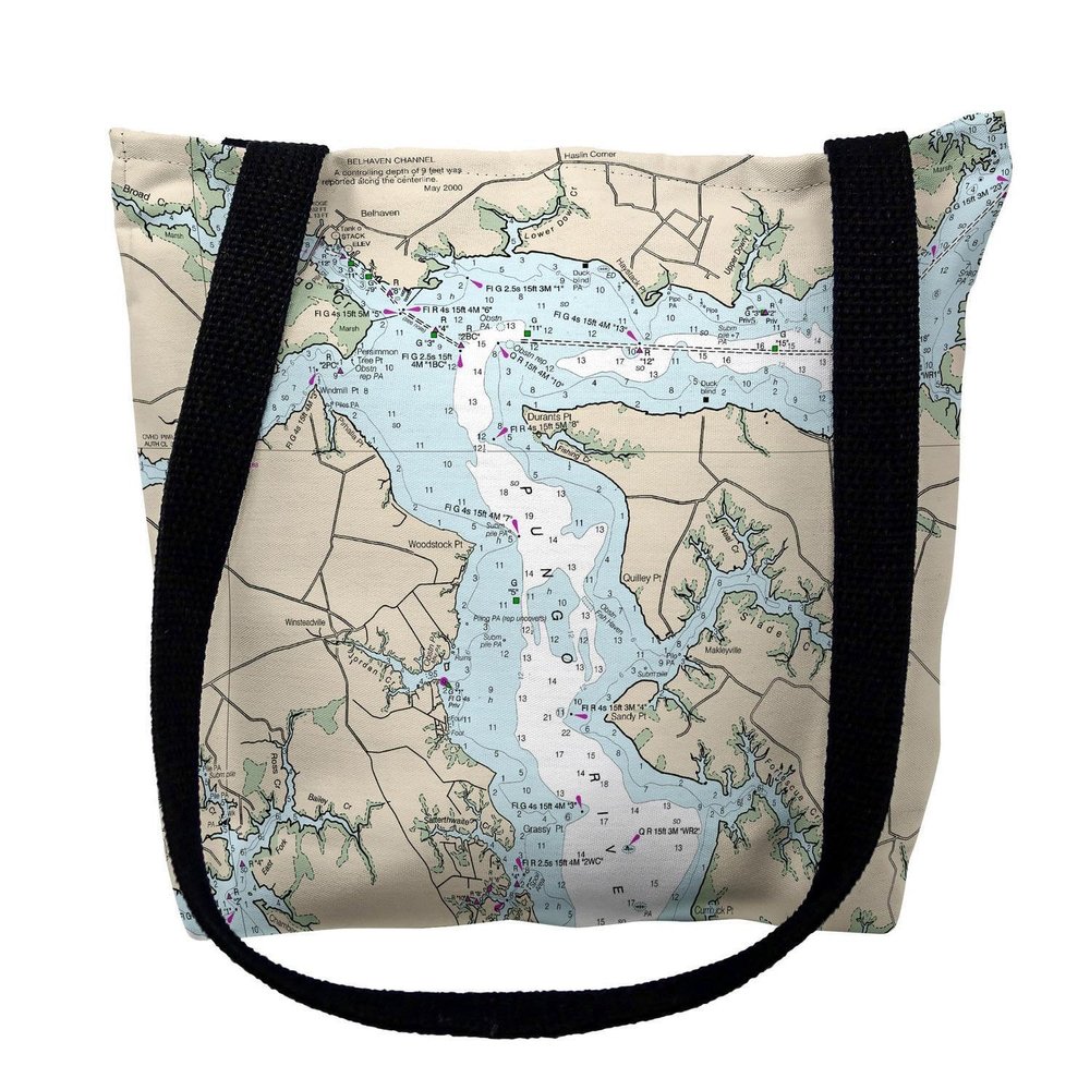 Betsy Drake TY11548PRM 16 x 16 in. Pungo River North Carolina Nautical Map Tote Bag - Medium