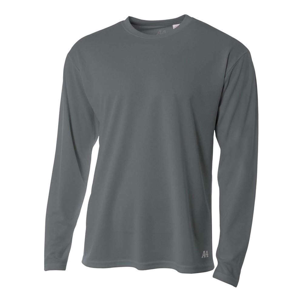 A4 Sportswear Adult XL Graphite Birdseye Mesh Long Sleeve