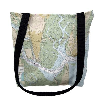 Betsy Drake TY11506M 16 x 16 in. St.Simons Sound Georgia Nautical Map Tote Bag - Medium Black