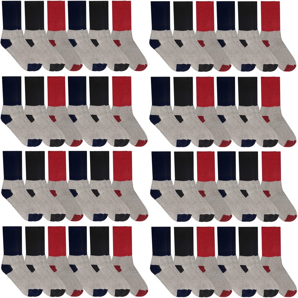 60 Pairs Of Yacht & Smith Mens Cotton Thermal Crew Socks, Cold Weather Boot Sock Bulk