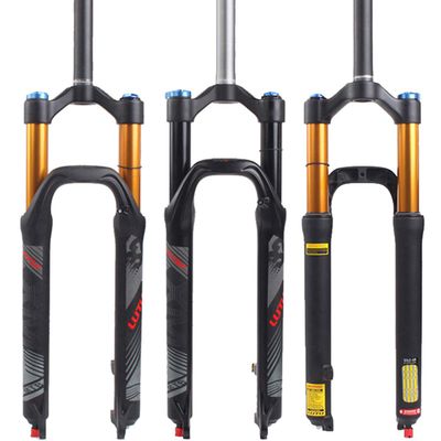 BUCKLOS LUTU 26/27.5/29 Air MTB Suspension Fork, Rebound Adjust Straight Tube 28.6mm QR 9mm Travel 120mm Manual/Crown Lockout Mountain Bike Forks, Ultralight Gas Shock XC Bicycle (Black, 26)