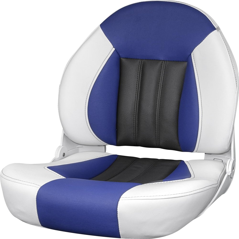 Tempress ProBax Orthopedic Folding High Back Boat Seat (White/Blue/Carbon)