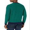 Amazon Essentials Men's Long-Sleeve Crewneck Sweater, 100% Cotton, Big & Tall Options Available, Emerald Green Stripe, Medium view 2