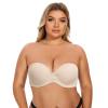 HWDI 34H Strapless Multiway Convertible Bras Underwired Clear Straps Bra for Women Plus Size Beige view 1