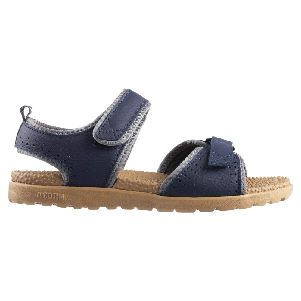 Acorn Women's Everywear Grafton Sandal, Lightweight with a Cushioned Footbed Plus Soft Adjustable Leather Straps, Navy Blue, 8