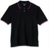 Amazon Essentials Men's Regular-Fit Cotton Pique Polo Shirt (Available in Big & Tall), Black Red White Thin Stripe, Large view 1