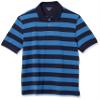 Amazon Essentials Men's Regular-Fit Cotton Pique Polo Shirt (Available in Big & Tall), Black Blue Stripe, Large view 1
