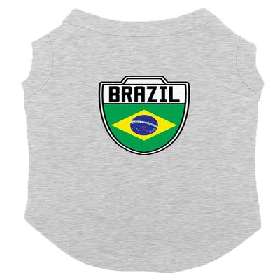 Brazil - Country Soccer Crest Dog Shirt (Light Gray, 2X-Large)