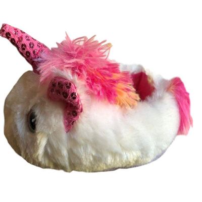 Girls Unicorn Bedroom Slipper Rainbow Slide on Shoe Sequins (5/6)