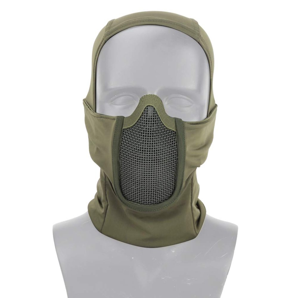AOUTACC Balaclava Airsoft Mesh Mask,Style Full Face Protection Hood for Cs War Game, BB Gun,Hunting,Paintball (OD)