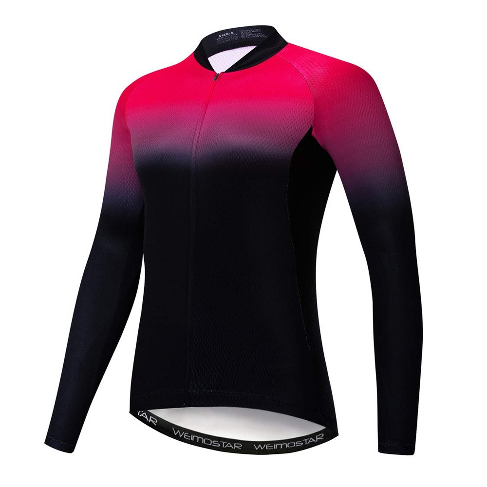 Cycling Jersey Long Sleeve Womens Mountain Bike Jersey Zip Shirts Road Bicycle Clothing Pro Team Sport Racing MTB Tops for Ladies Female Bouse Fall Autumn Breathable Black Size XXXL