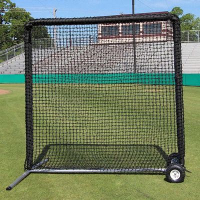 Cimarron Sports Square Steel Commercial Fielder Screen with Net and Padding for Baseball and Softball Practice and Field Protection - 7'W x 7'H, Heavy Vinyl Wrapped Foam Padding, 10" Built-in Wheels