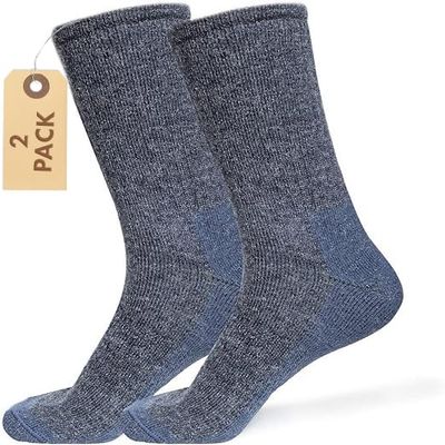 American Mammoth Alpaca Wool Socks for Men & Women Comfortable Casual Outdoors Hiking Boot & Dress Socks (X-Large, 2x Pairs Denim)