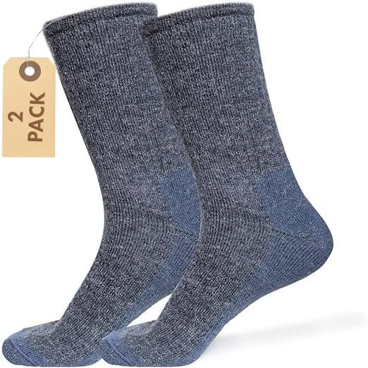 American Mammoth Alpaca Wool Socks for Men & Women Comfortable Casual Outdoors Hiking Boot & Dress Socks (X-Large, 2x Pairs Denim)