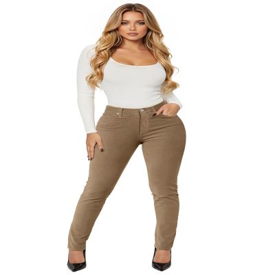 Hybrid & Company Super Comfy Stretch Women 5 Pockets Corduroy Skinny Pants P21950SKX Camel 24