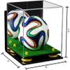 Better Display Cases Acrylic Mini - Miniature (not Full Size) Soccer Ball Display Case with Mirror Case, Yellow Risers, Wall Mount and Turf Base (B03/A015) view 2