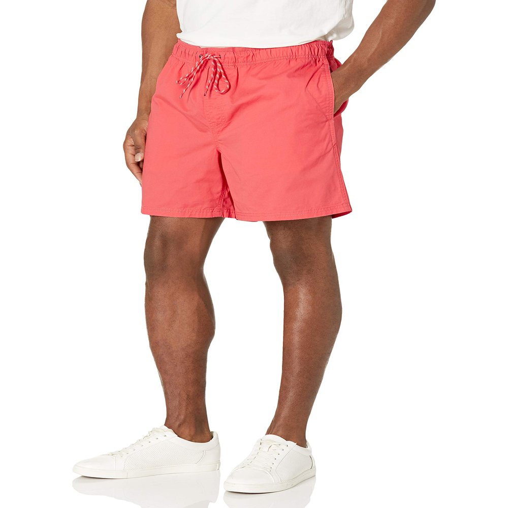 Amazon Essentials Men's 6" Inseam Drawstring Shorts, Coral Pink, X-Small