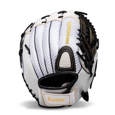 Franklin Sports Fastpitch Softball Glove - Fastpitch Pro - Adult and Youth Softball Mitt - Infield and Outfield - Right Handed Glove - White/Gold - 11" Righty