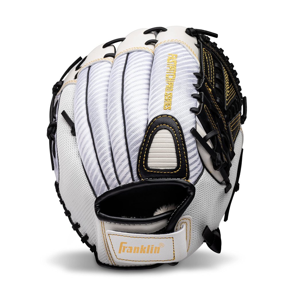 Franklin Sports Fastpitch Softball Glove - Fastpitch Pro - Adult and Youth Softball Mitt - Infield and Outfield - Right Handed Glove - White/Gold - 11" Righty