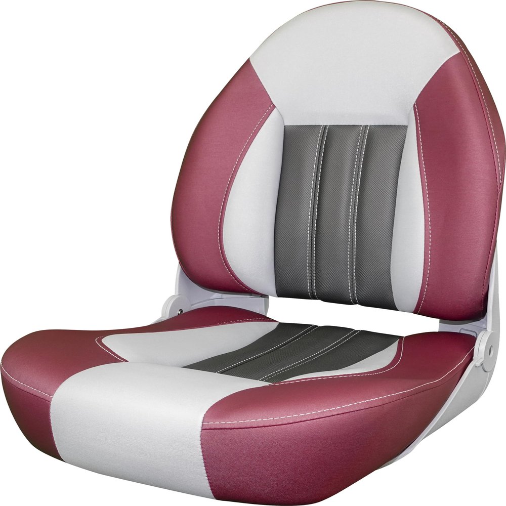Tempress ProBax Orthopedic Folding High Back Boat Seat (Raspberry/Gray/Carbon)