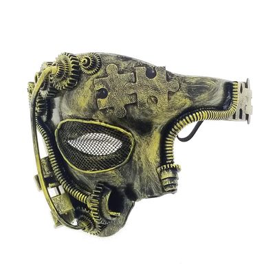 Pacific Solution PS Steam Punk Mechanical Venetian Mask, Masquerade Costume Accessory, Festival Party Face Cover, Cosplay Performance Mask - (2210-Gold)