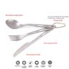 Titanium Ultra-Light Weight Tableware Durable Knife Fork Spoon Chopsticks Cutlery Set with with with Carabiner clip Reusable Rust proof for hiking camping scouting outdoor sports Eco-friendly w. pouch view 3